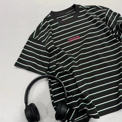 波拉bora童装2025夏季儿童宽松条纹圆领短袖T恤男女童韩版上衣潮