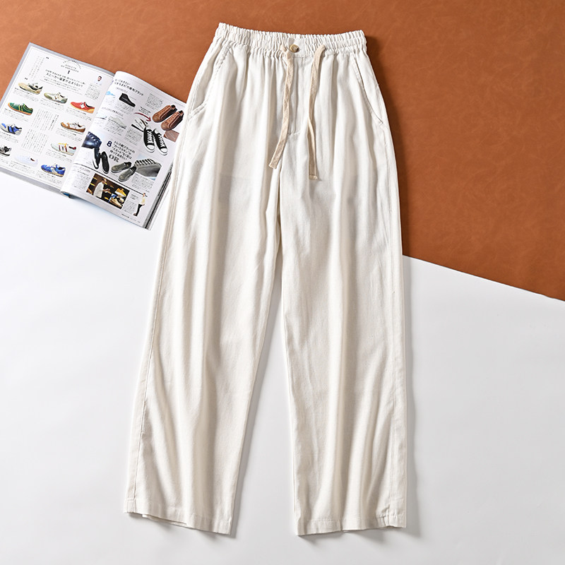 水洗亚麻裤 外贸日单尾货夏季男士宽松潮流休闲棉麻裤直筒阔腿裤,男装,休闲裤,淘宝优惠券,粉丝福利购,淘宝优惠卷
