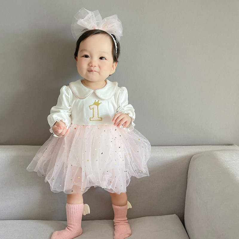 女宝宝连衣裙子公主纱裙婴儿衣服秋装一周岁礼服加绒超洋气秋冬装