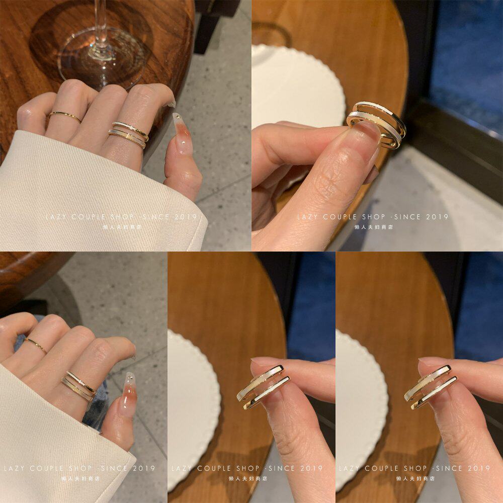 铜显手细感轻奢贝母戒指/指环