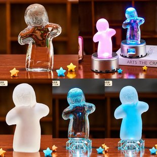 魔幻手机傻妞归来代水晶娃娃透明七彩灯光摆件生日礼物送女朋友