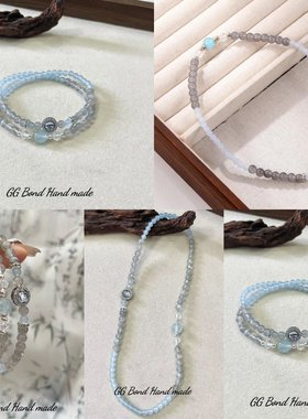 混合材质日韩【初霁】灰月手链