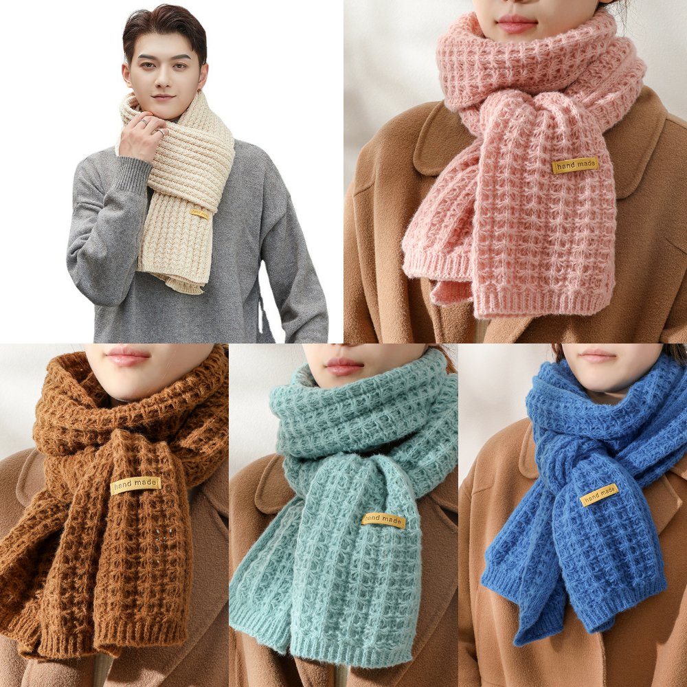 新款韩版纯色针织毛线围巾女冬季