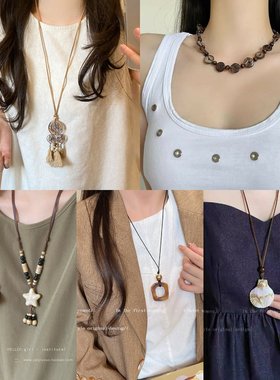 合金锁骨链禅意复古羽毛项项链