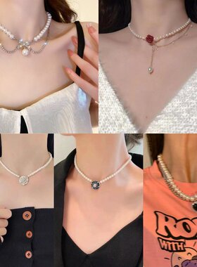 合金浪漫出逃山茶花蝴蝶珍项链