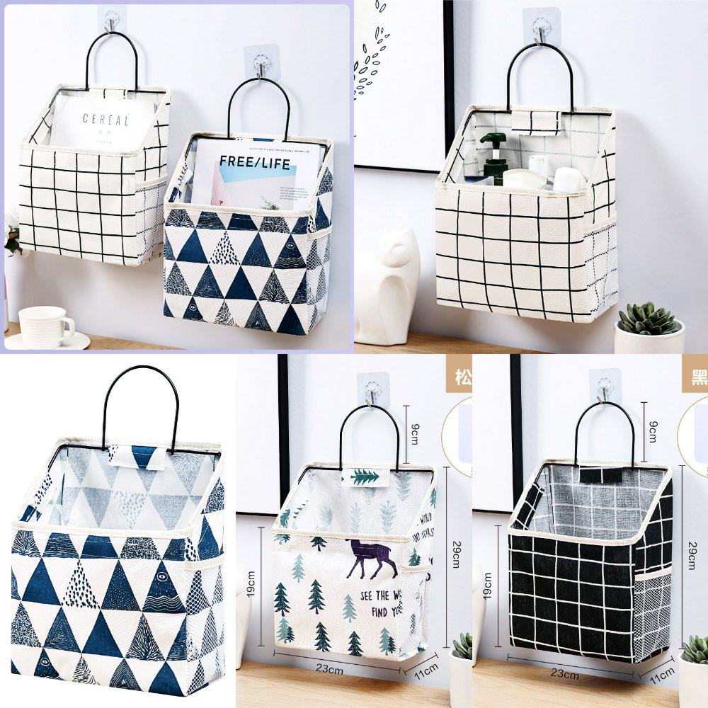 布艺收纳袋墙上挂袋宿舍挂墙式小布袋门后置物布袋子墙面储物挂兜