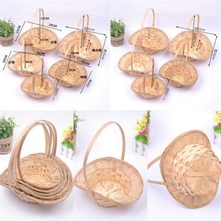 竹条编织手提筐手提编织篮小竹篮礼盒水果包装篮收纳竹筐