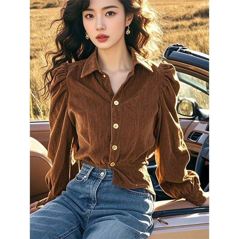 美拉德咖色XKS24918丝长袖衬衫女224秋季新款0法式气质优套雅高级