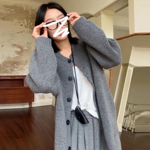 灰色羊毛毛衣外套女秋CAN46588冬025新款 韩系针慵懒感宽加松简约