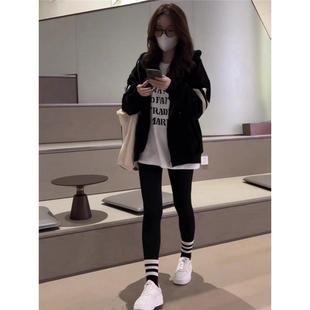 宽松棒球服 爆款 黑色慵懒衣20231219链衫 连帽卫女春秋202开5新拉款