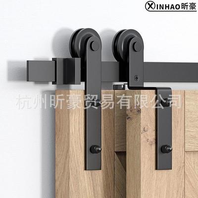 谷仓门吊轨直臂型全套轨道配件移门重叠门单轨道双门滑轮bypass