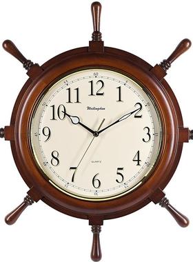 威灵顿挂钟欧式船舵挂钟创意静音时钟现代客厅大气石英钟G10399