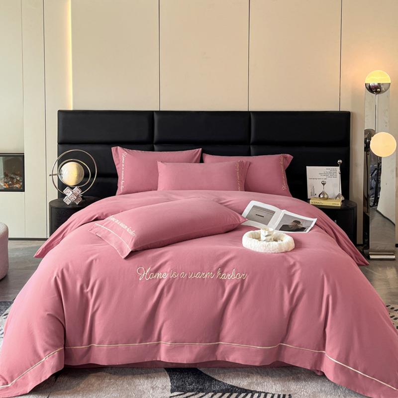 秋冬磨毛四件套纯棉简约纯色加厚床单被套床上用品全棉南通家纺