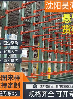 仓库货架悬臂贯通货架重型货置物架蓝色工业重型货架沈阳货架厂