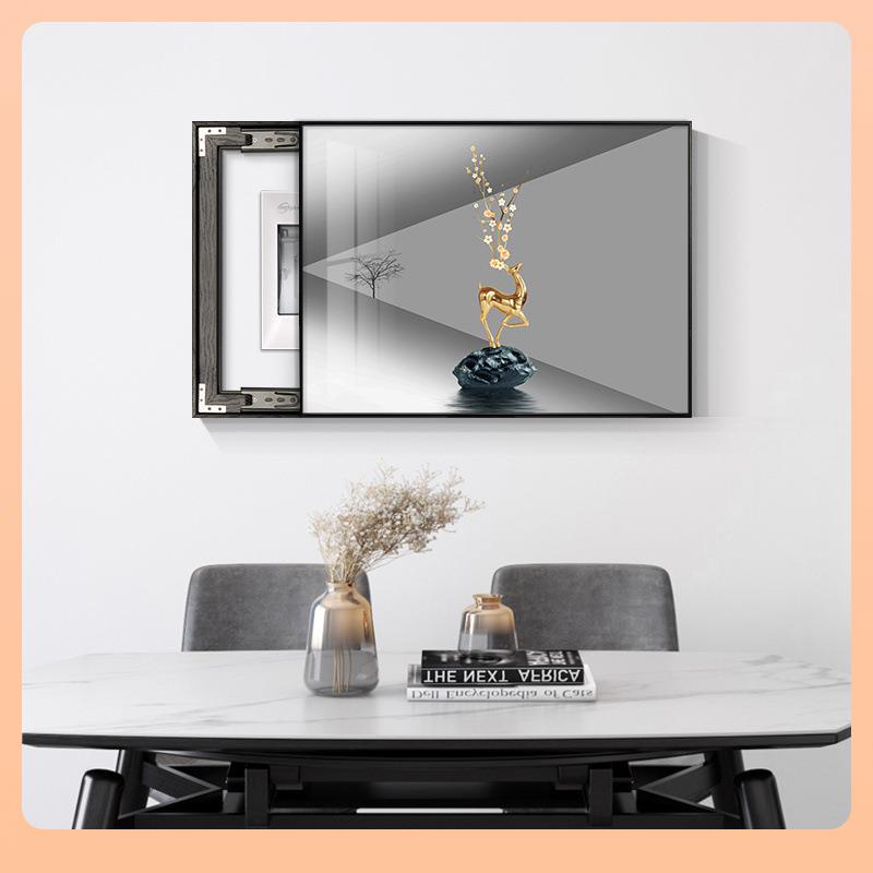 ◁电表箱装饰画2024年新款遮挡免打孔轻奢配电箱盖板开关盒空开