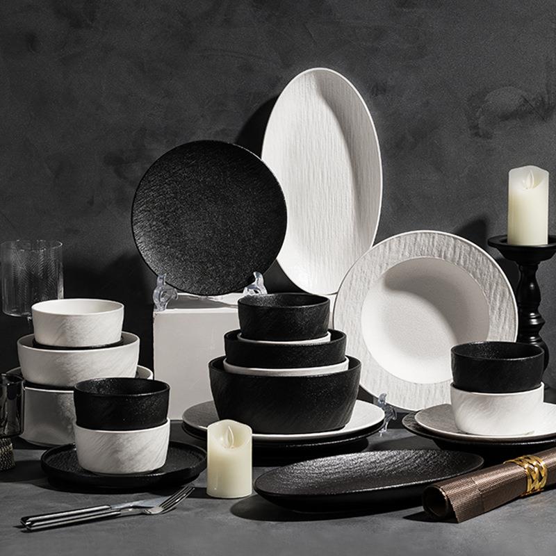 釉下彩2024碗具碗碟套装家用日式西餐盘汤碗盘陶瓷高颜值餐具套装