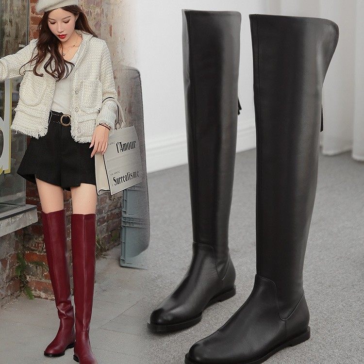 长筒靴女过膝长靴2025冬季平底皮靴子女高筒靴低跟瘦瘦弹力靴,女鞋,骑士靴,淘宝优惠券,粉丝福利购,淘宝优惠卷