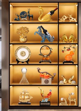 齐府酒柜装饰品摆件轻奢高档客厅家居电视柜新中式红酒架2.024新