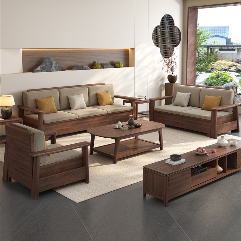 黑胡桃木实木沙发宋氏美学中国y风禅意客厅全实木贵妃转角木质家