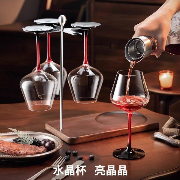 胡桃木红酒杯醒酒器一体架倒挂脚杯展示置物架不锈钢酒杯架收纳,收纳整理,红酒架,淘宝优惠券,粉丝福利购,淘宝优惠卷