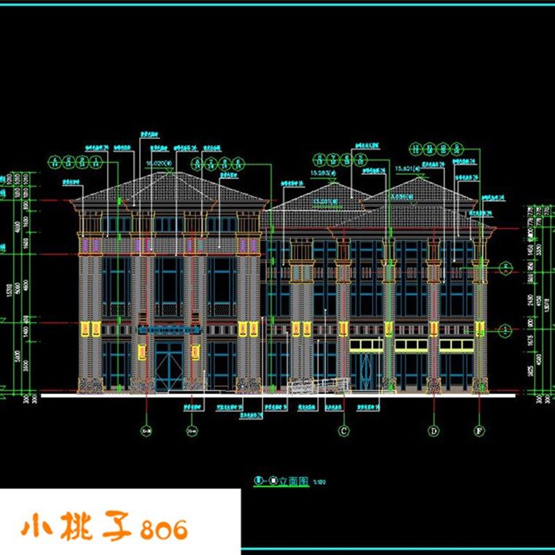 坡屋顶瓦屋面房地产两层售楼处售楼中心建筑施工CAD图纸,商务/设计服务,设计素材/源文件,淘宝优惠券,粉丝福利购,淘宝优惠卷