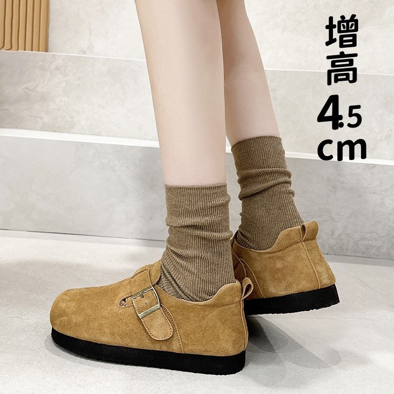 磨砂真皮博肯鞋女内增高软底扣带一脚蹬全包豆豆单鞋小码32 33 34,女鞋,勃肯鞋/软木鞋,淘宝优惠券,粉丝福利购,淘宝优惠卷