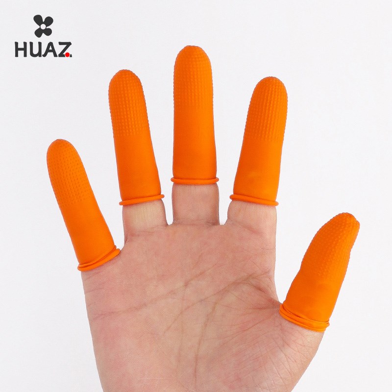 乳胶手指套 橙色防滑橡胶加厚指套拇指刀K摘鲜花耐磨手指护套大号