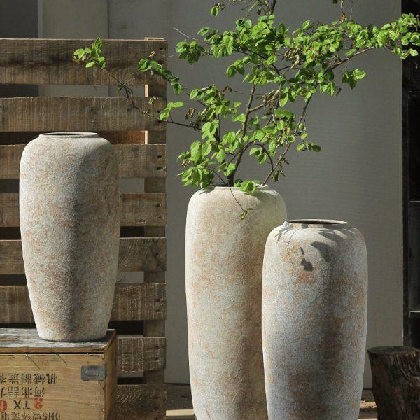 复古粗陶落地大花瓶侘寂风陶瓷摆件名宿客厅插花器高款陶罐装饰,家居饰品,花瓶,淘宝优惠券,粉丝福利购,淘宝优惠卷