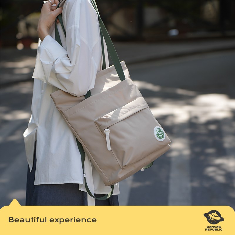 两用 可单肩可双肩 多隔u层大容量通勤书包 简约帆布学生补习袋