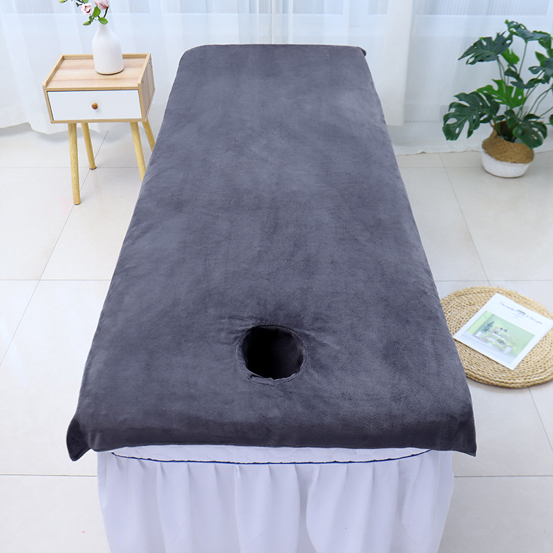 浴巾美容院铺床h大毛巾专用带开洞按摩理疗床单足疗加厚柔软不掉