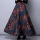 大码 2020秋冬新款 复古印花半身裙冬裙高腰中长款 舞裙子大摆长裙女