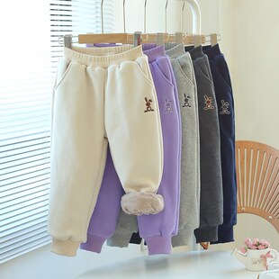 子中小童冬装 男童双层加厚保暖棉裤 女宝宝束脚卫裤 儿童休闲运动裤