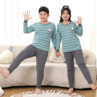 加肥加大男童纯棉线衣保暖内衣中童大童衬衣衬裤 胖童秋衣秋裤 套装