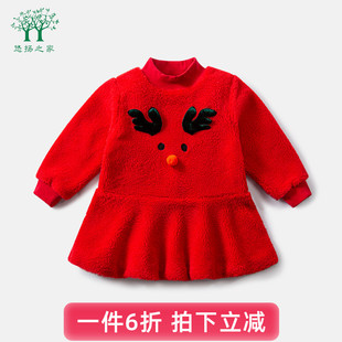 2022新款女宝宝冬装加厚洋装女童秋冬裙子儿童女小童冬季公主裙