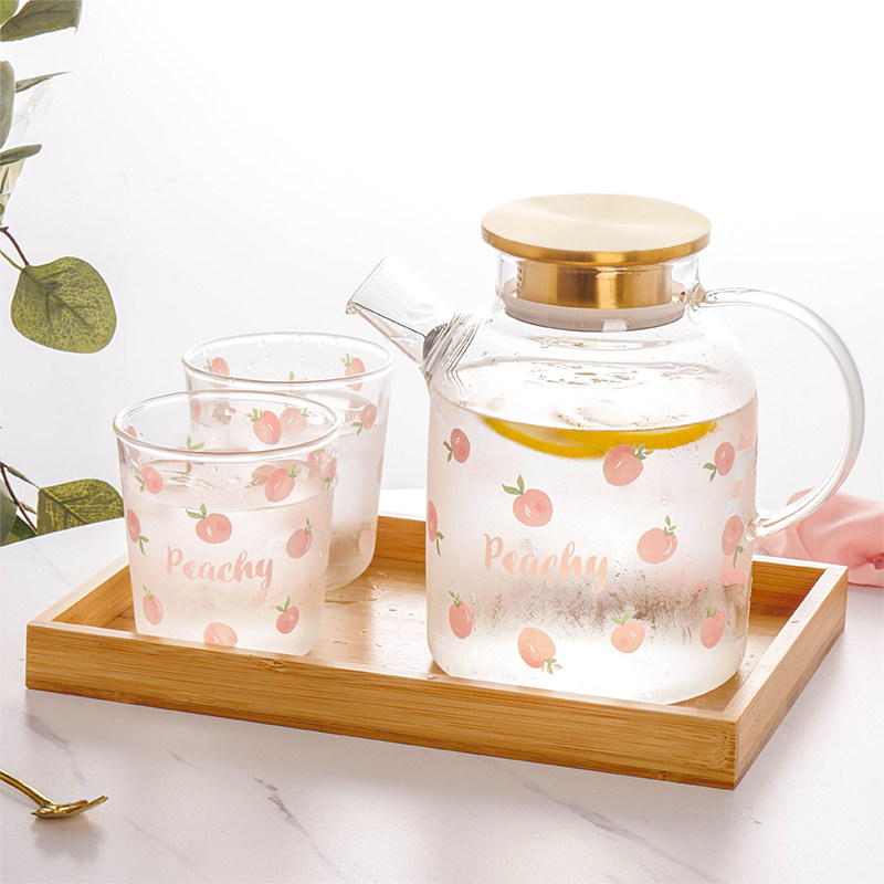 玻璃冷水壶套装花茶水果茶壶耐热泡茶器凉水开水托盘泡柠檬果汁壶,餐饮具,水具套装,淘宝优惠券,粉丝福利购,淘宝优惠卷