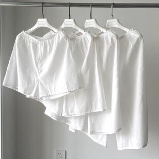 汉服打底裤家居服马面裙内衬裤女薄款阔腿松紧睡裤纯棉男夏季白色
