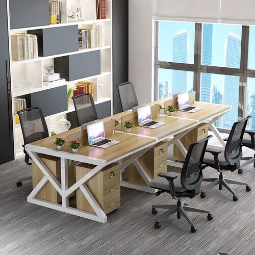 职员办公桌4人坐带隔板工作卡位电脑桌椅组合6人位员工办公桌工位