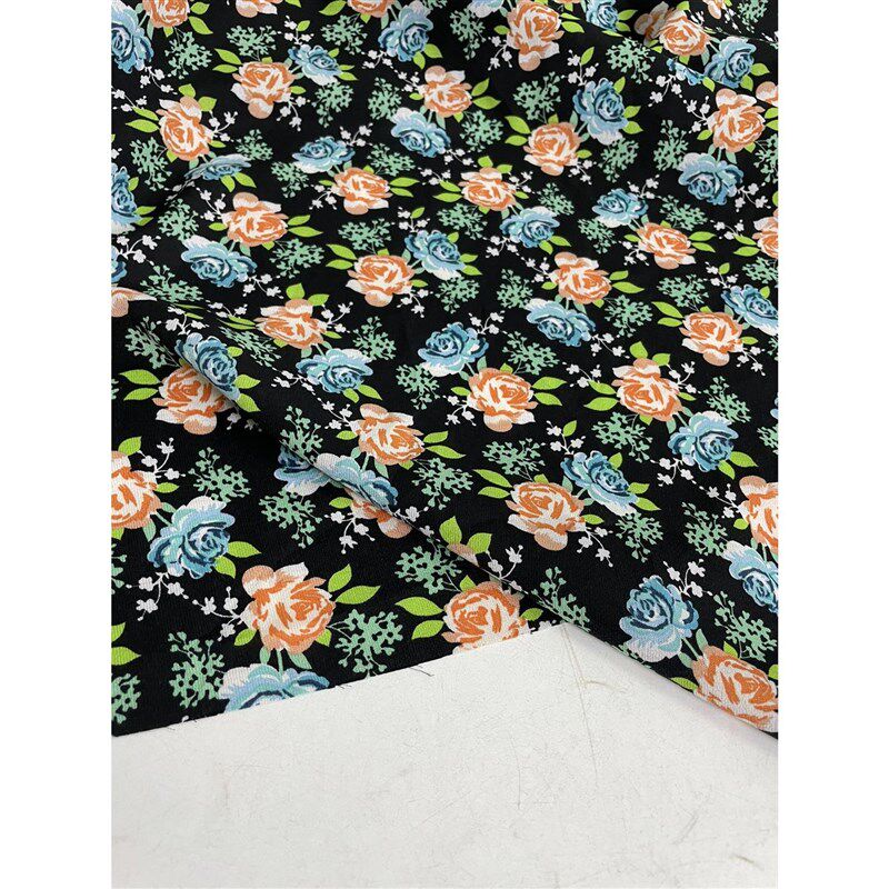 D825夏季黑底印花雪纺布头 淑女气质柔软垂坠透气连衣裙上衣面料,纺织面料/辅料/配套,面料/布类,淘宝优惠券,粉丝福利购,淘宝优惠卷