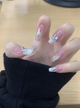 手工定制美甲贴片显白光疗新娘孕妇可拆卸假指甲成品婚纱照穿戴甲