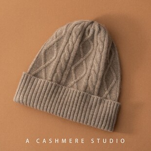 针织山羊绒帽子男女百搭冷帽套头包头帽护耳保暖毛线帽 23秋冬新款