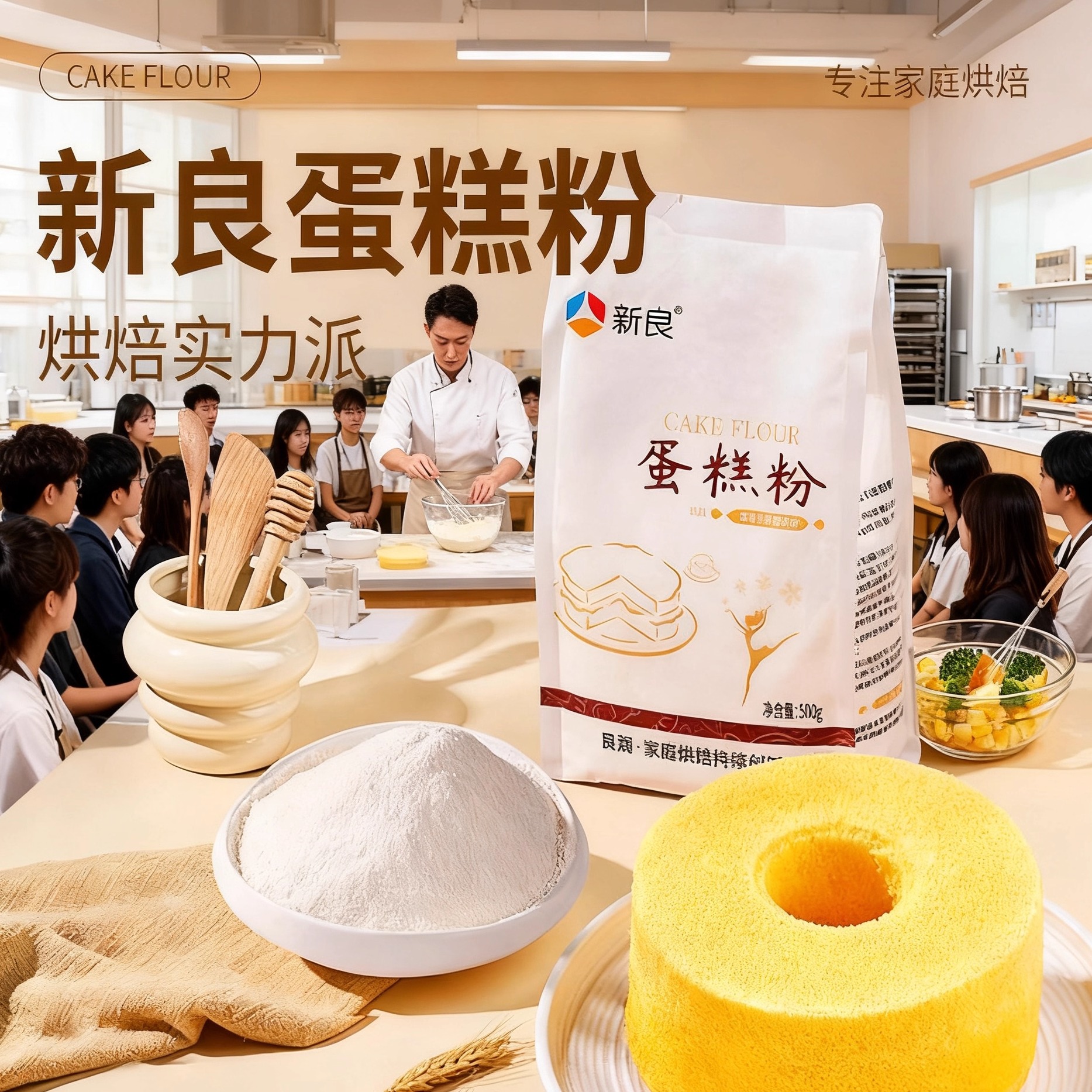 蛋糕粉新良低筋面粉烘焙原料饼干曲奇家用蓬松面粉小麦粉500g家用