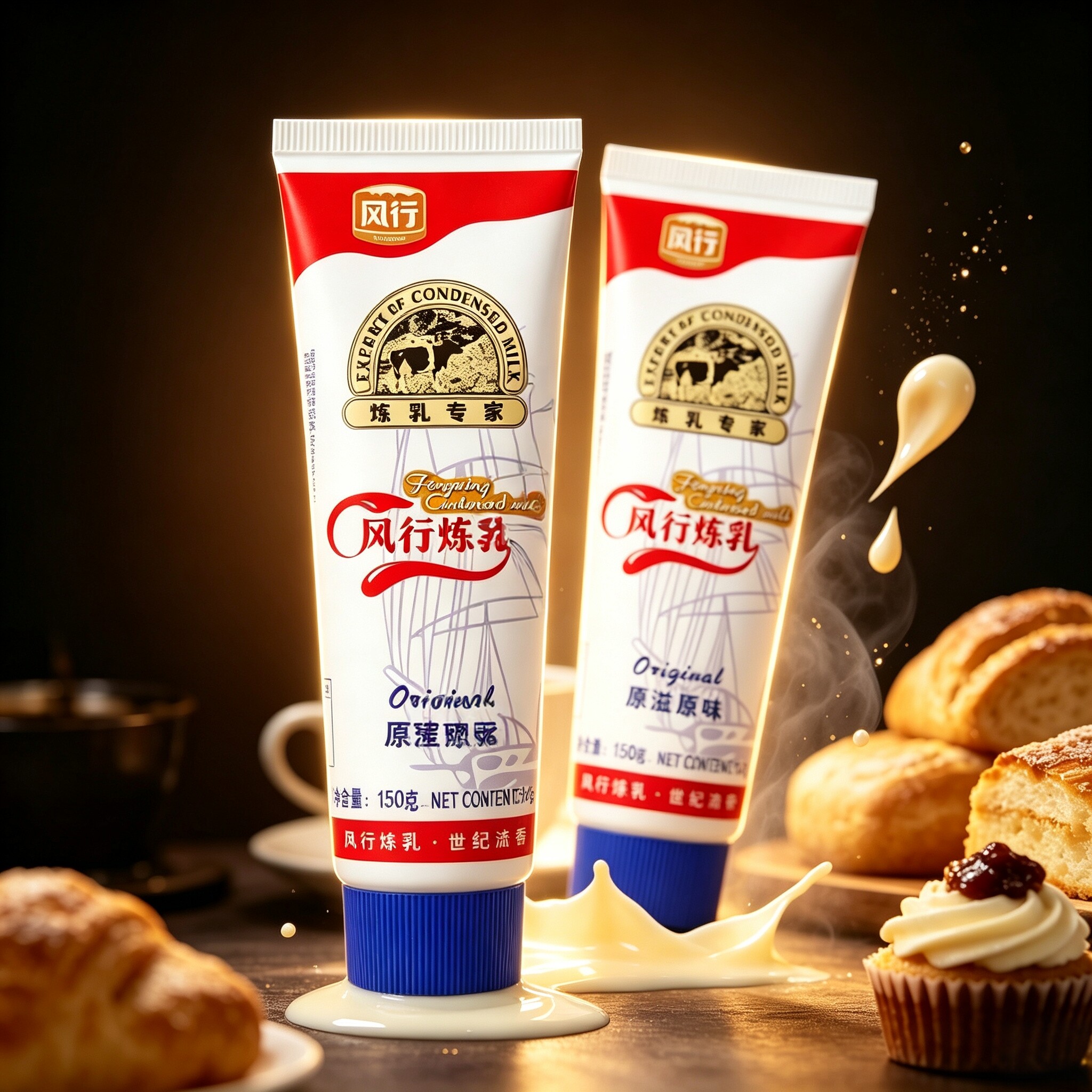 风行炼乳炼奶 炼乳面包家用甜点蛋挞 奶茶店专用咖啡烘焙原料150g