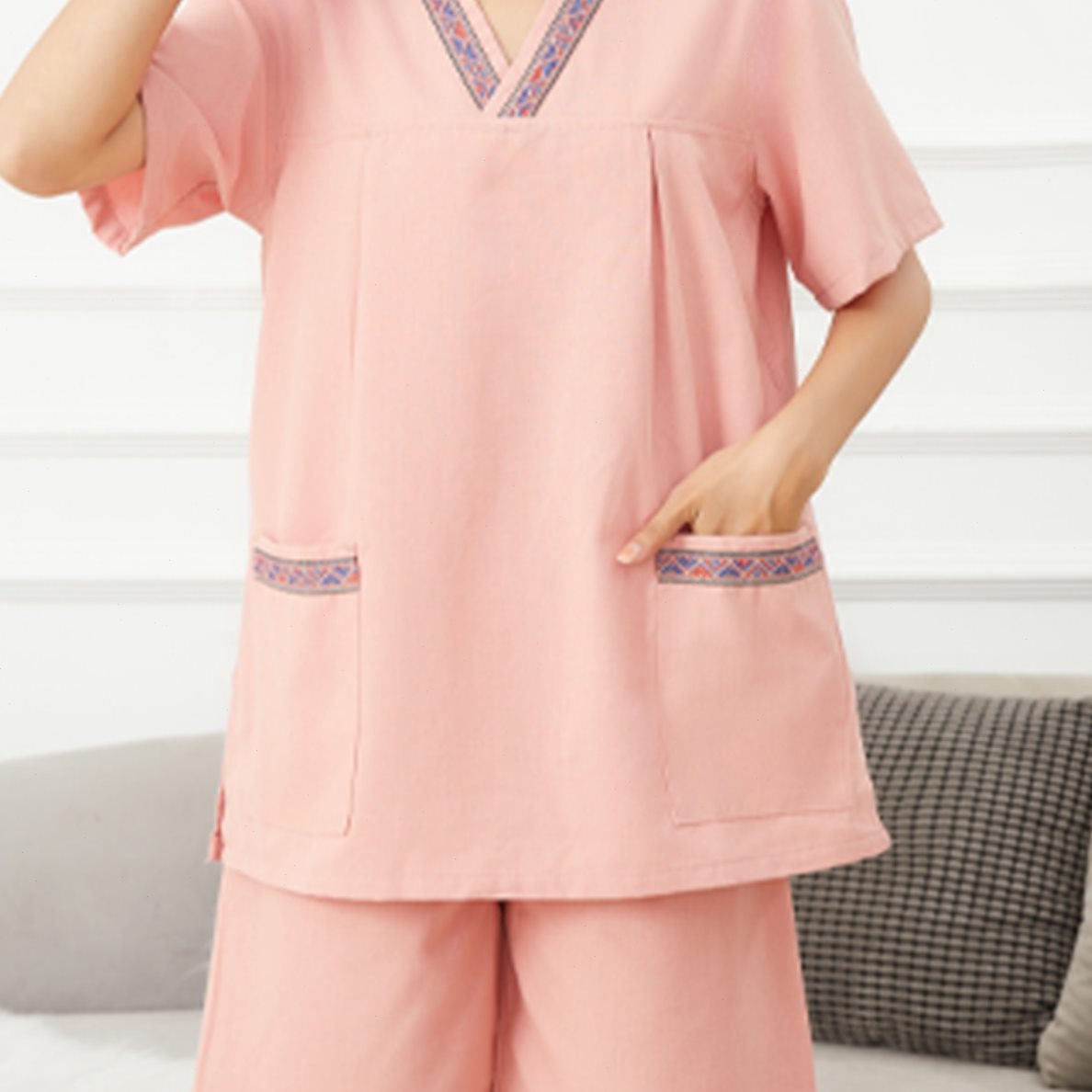 贡麻素色汗蒸服女情侣大码男桑拿服足疗洗浴按摩浴衣家居睡衣浴服