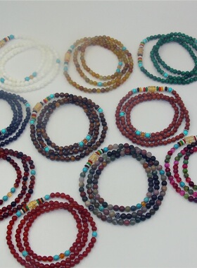 西藏特色民族风手链108颗多层手串男女情侣配R项链佛珠饰品不掉色