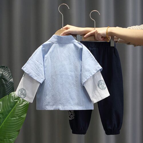 汉服男童春秋款儿童唐装中国风超仙套装男宝宝三件套复古装表演服