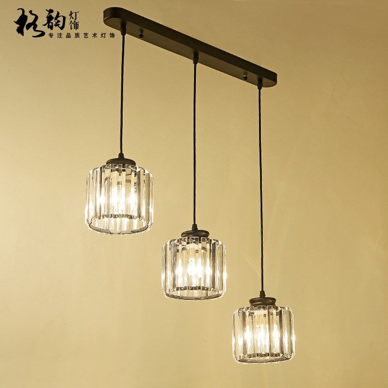 美式吊灯水晶餐厅灯创意个性简约水晶吊灯三头 美式乡村铁艺灯具,家装灯饰光源,餐厅吊灯,淘宝优惠券,粉丝福利购,淘宝优惠卷