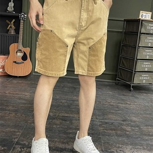 薄款 男士 拼色短裤 夏季 潮流休闲中裤 五分裤 弹力韩版 子 潮牌条纹修身