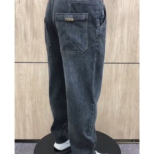 弹力直角老爹牛仔裤 百搭直筒长裤 宽松中年男士 哈伦裤 休闲裤 春秋季