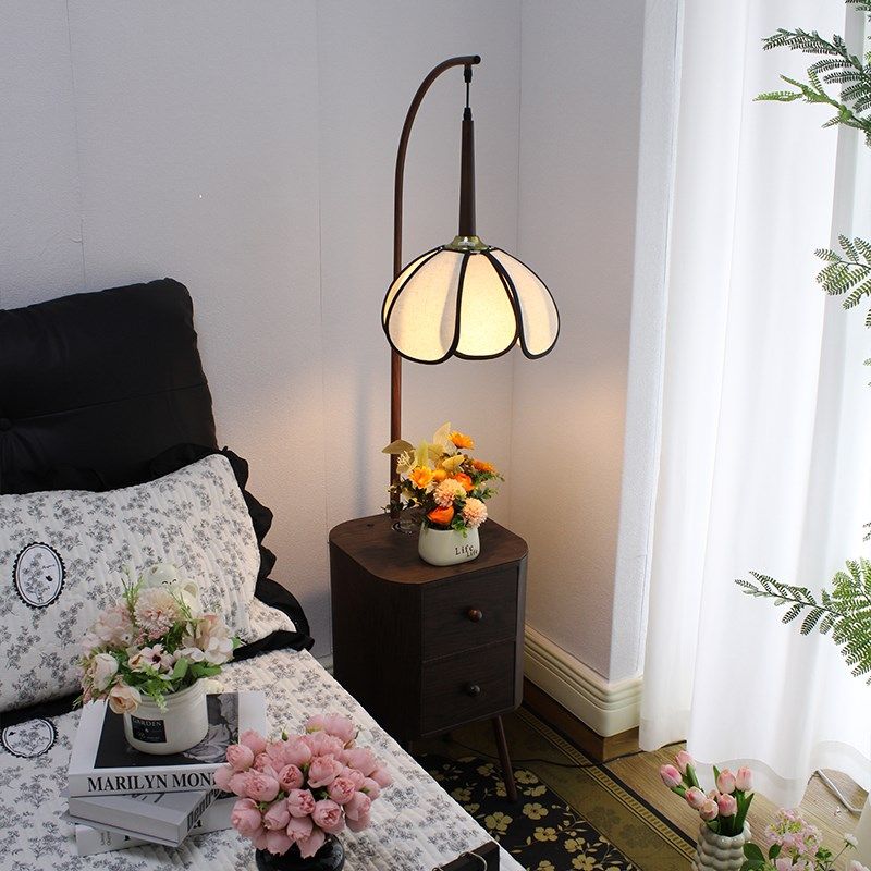 中古风落地灯法式卧室客厅复古沙发边几茶几床头柜台灯置物架一体,家装灯饰光源,装饰落地灯,淘宝优惠券,粉丝福利购,淘宝优惠卷