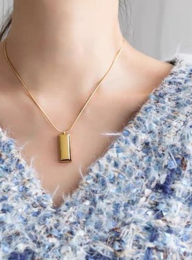 高级小金块项链女小众设计感不掉色简约金色气质锁骨链2021年新款